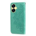 For Realme C55 7-petal Flowers Embossing Leather Phone Case(Green)