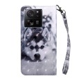 For Xiaomi 13T Pro 3D Painted Pattern Leather Phone Case(Husky)