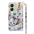 For Xiaomi Redmi 13C 3D Painted Pattern Leather Phone Case(Two Loving Cats)