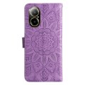 For Realme C67 4G Global Embossed Sunflower Leather Phone Case(Purple)