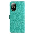 For Realme C67 4G Global Embossed Sunflower Leather Phone Case(Green)