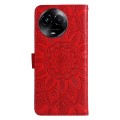 For Realme C67 5G Global / 11 5G Taiwan Version Embossed Sunflower Leather Phone Case(Red)