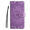 For Realme C67 5G Global / 11 5G Taiwan Version Embossed Sunflower Leather Phone Case(Purple)