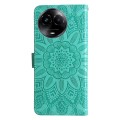 For Realme C67 5G Global / 11 5G Taiwan Version Embossed Sunflower Leather Phone Case(Green)