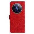 For Realme 12 Pro+ Embossed Sunflower Leather Phone Case(Red)
