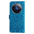 For Realme 12 Pro+ Embossed Sunflower Leather Phone Case(Blue)