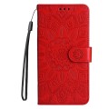 For Realme 12+ Embossed Sunflower Leather Phone Case(Red)