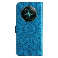 For Realme 12+ Embossed Sunflower Leather Phone Case(Blue)