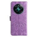 For Realme 12+ Embossed Sunflower Leather Phone Case(Purple)