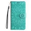 For Realme 12+ Embossed Sunflower Leather Phone Case(Green)