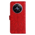 For Realme 12 5G Embossed Sunflower Leather Phone Case(Red)