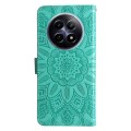 For Realme 12 5G Embossed Sunflower Leather Phone Case(Green)