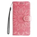 For Realme 12 5G Embossed Sunflower Leather Phone Case(Rose Gold)