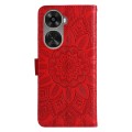 For Huawei nova 11 SE Embossed Sunflower Leather Phone Case(Red)