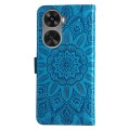 For Huawei nova 11 SE Embossed Sunflower Leather Phone Case(Blue)