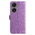 For Huawei nova 11 SE Embossed Sunflower Leather Phone Case(Purple)