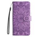 For Huawei Enjoy 70 Embossed Sunflower Leather Phone Case(Purple)