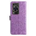 For Huawei Enjoy 70 Embossed Sunflower Leather Phone Case(Purple)