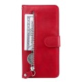 For Realme 12+ Fashion Calf Texture Zipper Leather Phone Case(Red)