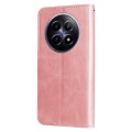 For Realme 12 5G Fashion Calf Texture Zipper Leather Phone Case(Rose Gold)