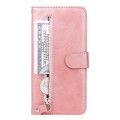 For Huawei Enjoy 70 Calf Texture Zipper Leather Phone Case(Rose Gold)