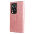 For Huawei Enjoy 70 Calf Texture Zipper Leather Phone Case(Rose Gold)