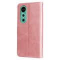 For Huawei nova 12 Calf Texture Zipper Leather Phone Case(Rose Gold)