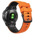 For Garmin Fenix 7 22mm Trapezoidal Quick Release Silicone Watch Band(Orange Black)