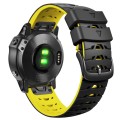For Garmin Fenix 7 22mm Trapezoidal Quick Release Silicone Watch Band(Black Yellow)