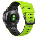 For Garmin Fenix 7 22mm Trapezoidal Quick Release Silicone Watch Band(Green Black)