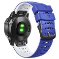 For Garmin Fenix 7 22mm Trapezoidal Quick Release Silicone Watch Band(Dark Blue White)