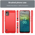 For Nokia C12 Brushed Texture Carbon Fiber TPU Phone Case(Red)