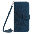 For Xiaomi Redmi 13C 4G Skin Feel Sun Flower Embossed Flip Leather Phone Case with Lanyard(Inky Blue