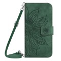 For Xiaomi Redmi 13C 4G Skin Feel Sun Flower Embossed Flip Leather Phone Case with Lanyard(Green)