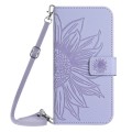 For Xiaomi Redmi 13C 4G Skin Feel Sun Flower Embossed Flip Leather Phone Case with Lanyard(Purple)