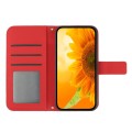 For Xiaomi Redmi 13C 4G Skin Feel Sun Flower Embossed Flip Leather Phone Case with Lanyard(Red)