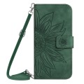 For Xiaomi Redmi 13C 5G Skin Feel Sun Flower Embossed Flip Leather Phone Case with Lanyard(Green)