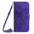 For Xiaomi Redmi Note 13 4G Global Skin Feel Sun Flower Embossed Flip Leather Phone Case with Lanyar