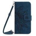 For Xiaomi Redmi A3 Skin Feel Sun Flower Embossed Flip Leather Phone Case with Lanyard(Inky Blue)