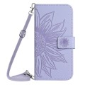 For Xiaomi Redmi A3 Skin Feel Sun Flower Embossed Flip Leather Phone Case with Lanyard(Purple)