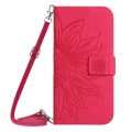 For Xiaomi 14 Ultra Skin Feel Sun Flower Embossed Flip Leather Phone Case with Lanyard(Rose Red)