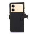 For Xiaomi Redmi Note 13R Pro Genuine Leather Magnetic RFID Leather Phone Case(Black)