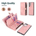 For Samsung Galaxy S22 Ultra 5G Zipper Wallet Detachable MagSafe Leather Phone Case(Pink)