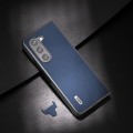 For Samsung Galaxy Z Fold6 ABEEL Genuine Leather + PC Litchi Texture Phone Case(Blue)