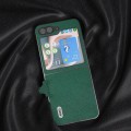 For Samsung Galaxy Z Flip5 ABEEL Cross Texture Genuine Leather Phone Case(Green)
