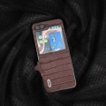 For Samsung Galaxy Z Flip5 ABEEL Crocodile Texture Genuine Leather Phone Case(Brown)