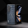 For Samsung Galaxy Z Fold5 ABEEL Crocodile Texture Genuine Leather Phone Case(Blue)
