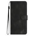 For OnePlus 12 Heart Pattern Skin Feel Leather Phone Case(Black)