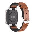 For Redmi Watch 3 Mijobs TPU Leather Watch Band(Brown Silver)