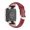 For Redmi Watch 3 Mijobs Genuine Leather Slim Watch Band(Red Silver)